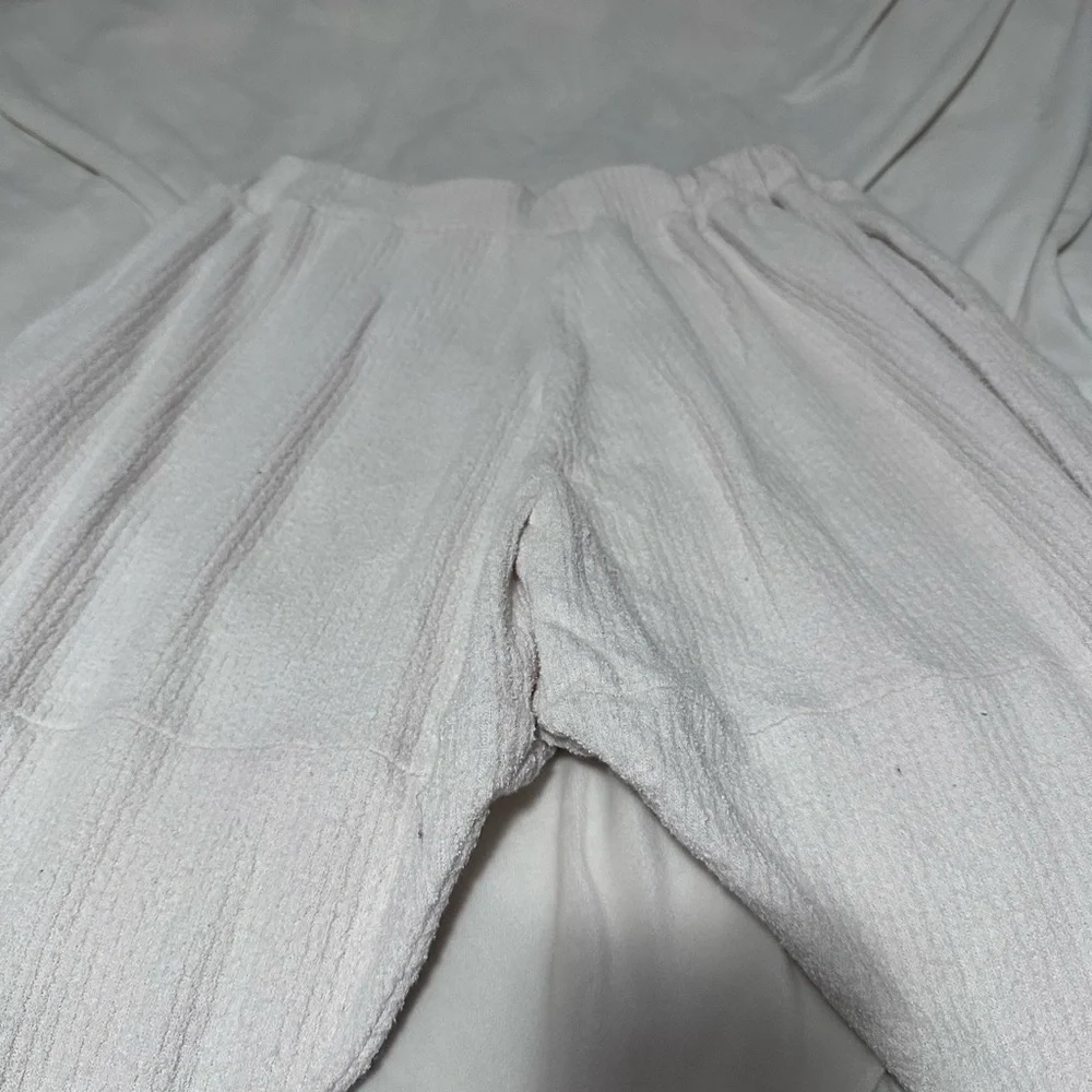 Free People Look Sharp Ribbed Off White Lounge Pants Joggers M